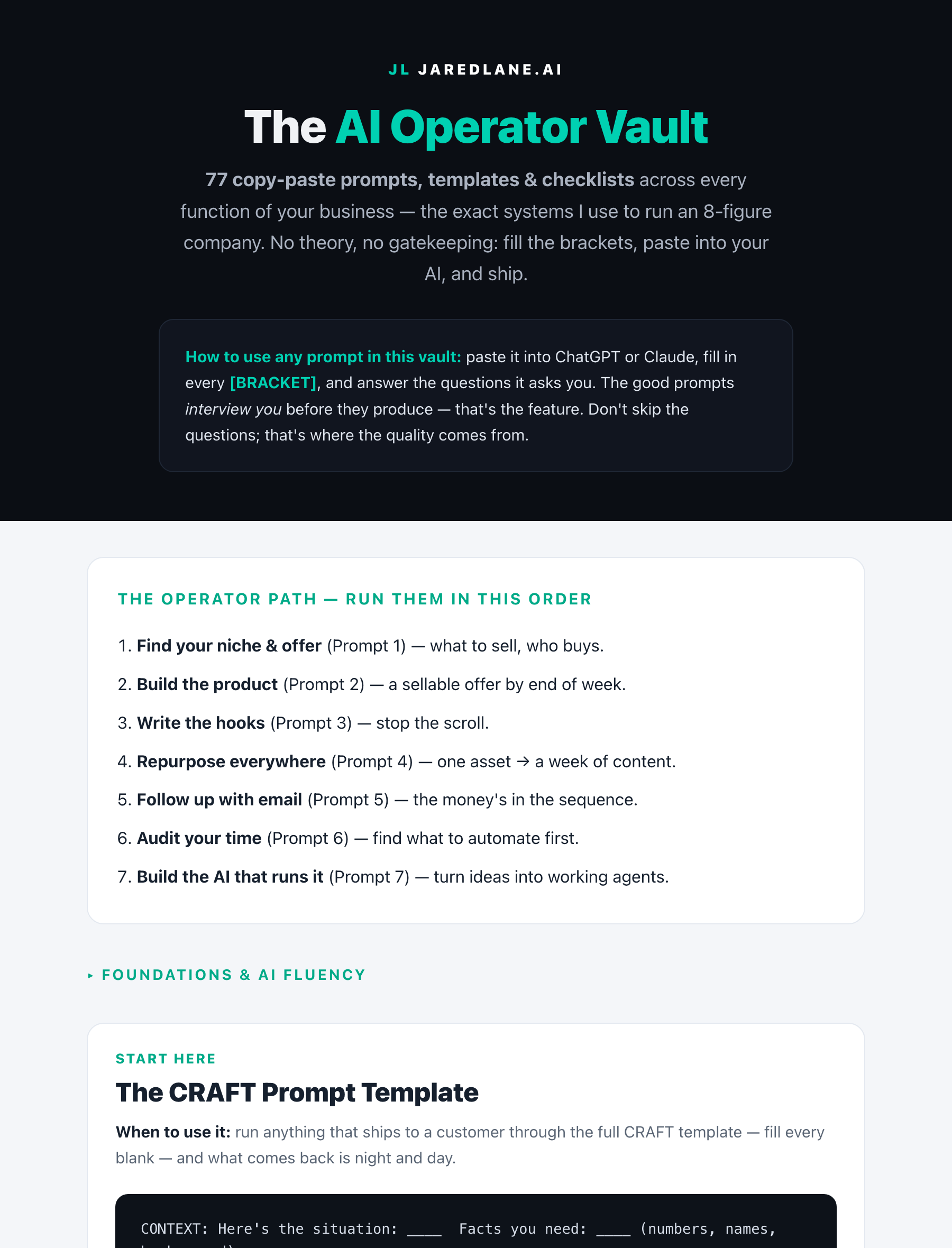 The AI Operator Vault — inside the product